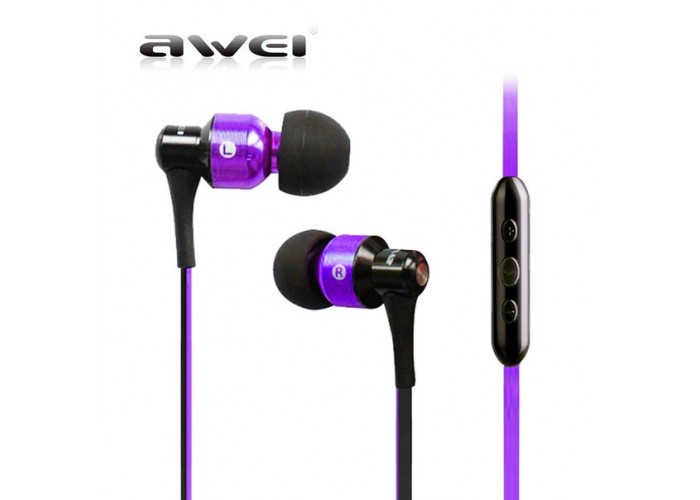 Hi-Fi MP3 AWEI ES600i Violet + mic + button call answering