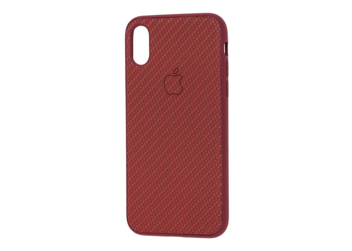 Чехол Carbon New для iPhone Xr темно-красный