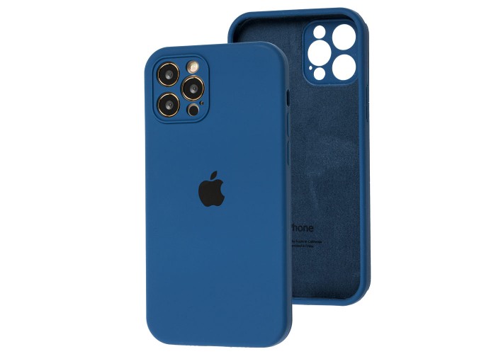 Чехол для iPhone 12 Pro Silicone Slim Full camera blue cobalt