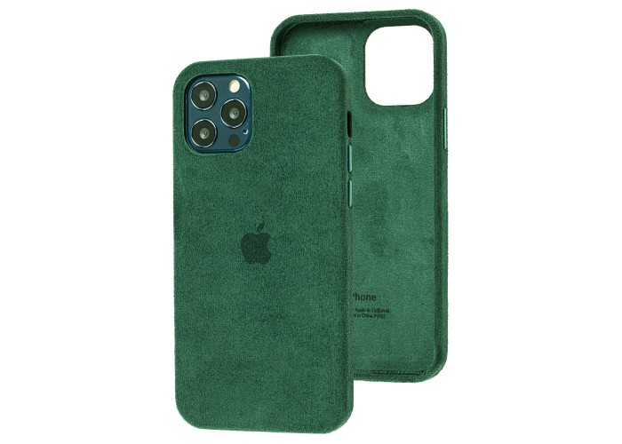 Чехол для iPhone 12 / 12 Pro Alcantara 360 темно-зеленый
