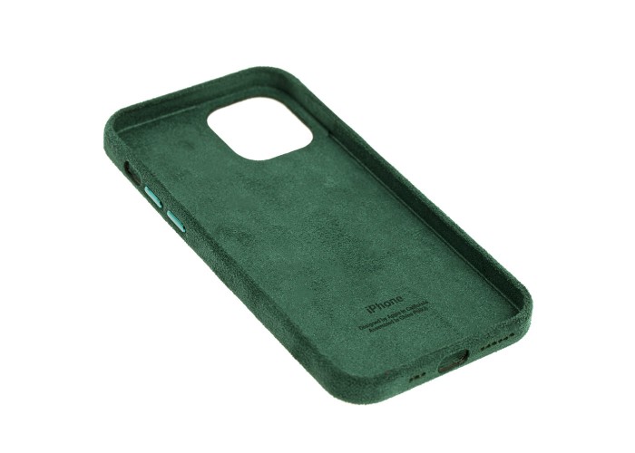 Чехол для iPhone 12 / 12 Pro Alcantara 360 темно-зеленый