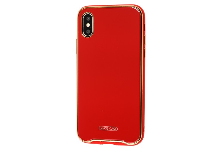 Чехол для iPhone X / Xs Glass Premium красный