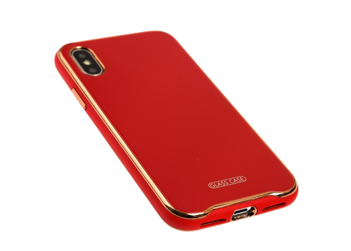 Чехол для iPhone X / Xs Glass Premium красный