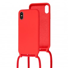 Чехол для iPhone X / Xs Lanyard without logo красный
