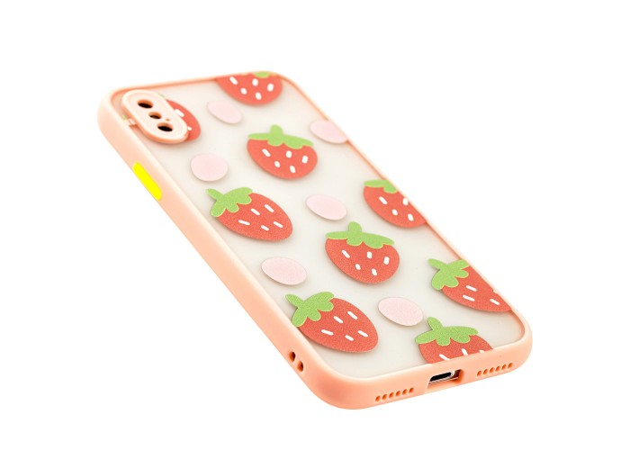 Чехол для iPhone X / Xs Picture shadow matte клубника розовый