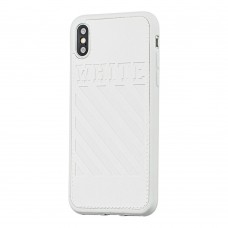 Чехол для iPhone X / Xs off-white leather белый