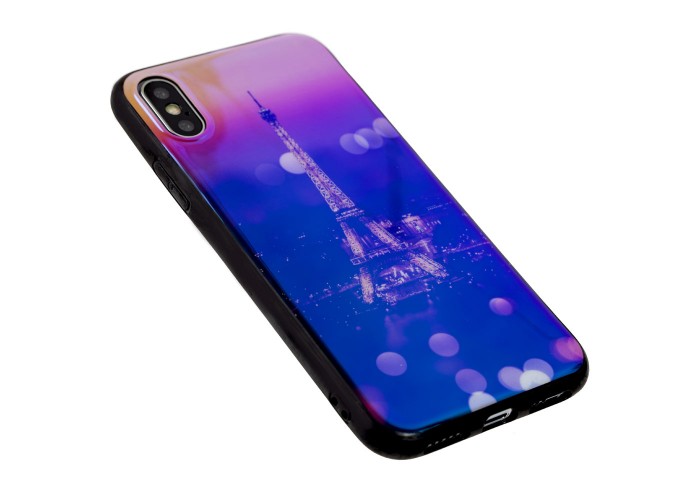 Чехол для iPhone X силикон перламут Эйфелева башня