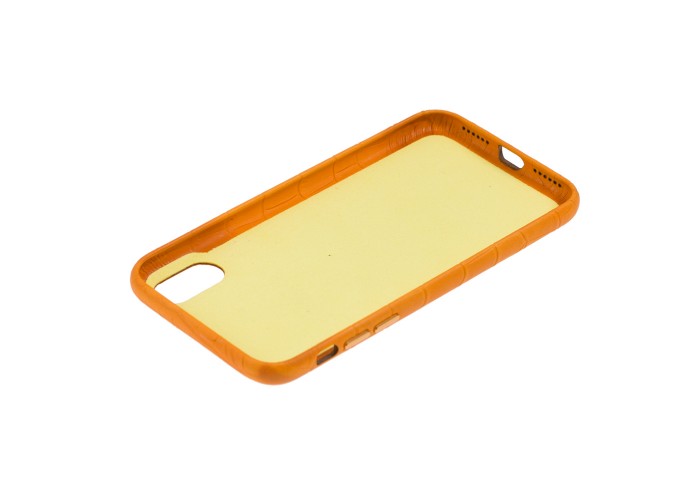 Чехол для iPhone Xr Leather croco full желтый