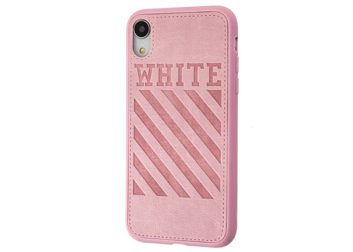 Чехол для iPhone Xr off-white leather розовый