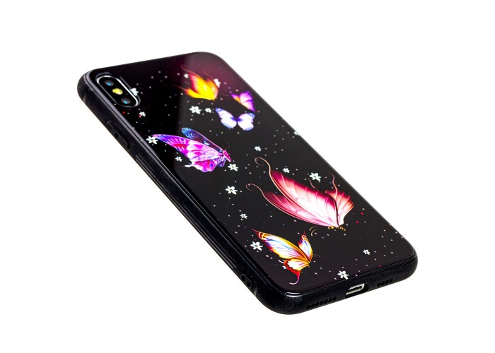 Чехол для iPhone Xs Max glass бабочки