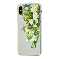 Чехол силиконовый для iPhone X / Xs белые цветы