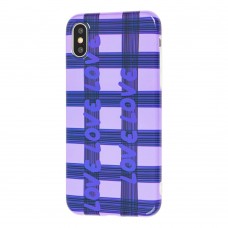 Чехол Violet для iPhone X / Xs glossy "Love" фиолетовый