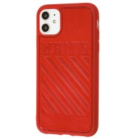 Чехол для iPhone 11 off-white leather красный