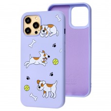 Чехол для iPhone 12 Pro Max Wave Fancy playful dog / light purple