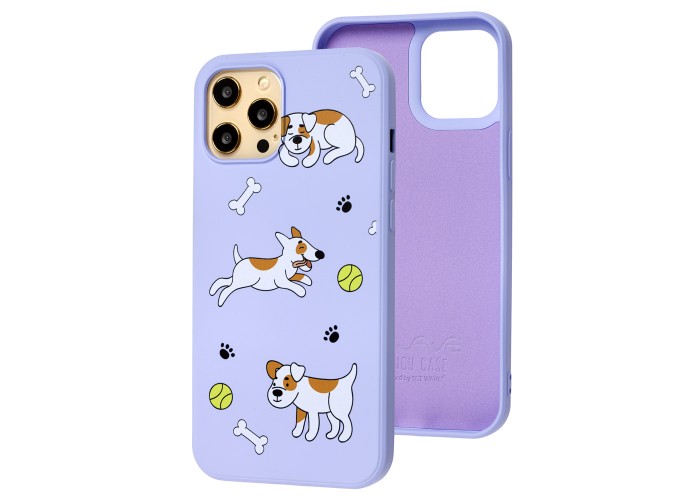 Чехол для iPhone 12 Pro Max Wave Fancy playful dog / light purple