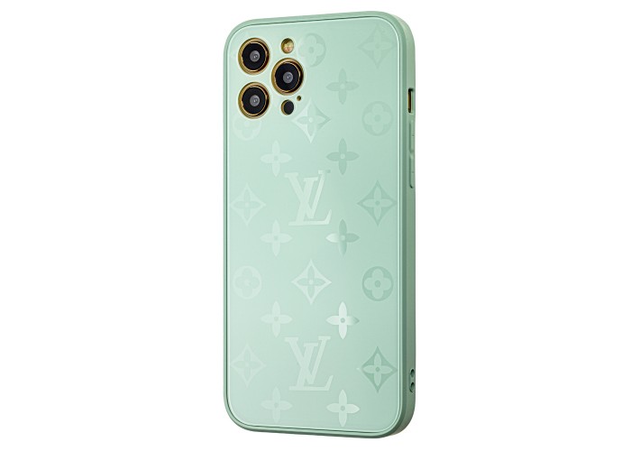 Чехол для iPhone 12 Pro Max glass LV бирюзовый