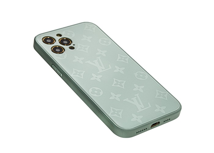 Чехол для iPhone 12 Pro Max glass LV бирюзовый