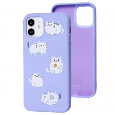 Чехол для iPhone 12 / 12 Pro Wave Fancy fluffy cats / light purple