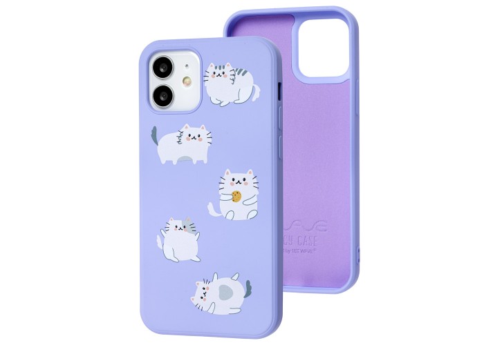 Чехол для iPhone 12 / 12 Pro Wave Fancy fluffy cats / light purple