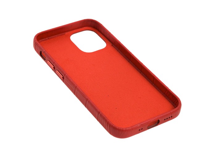 Чехол для iPhone 12 mini Leather croco full красный