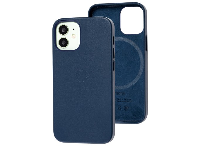 Чехол для iPhone 12 mini Leather with MagSafe blue lake
