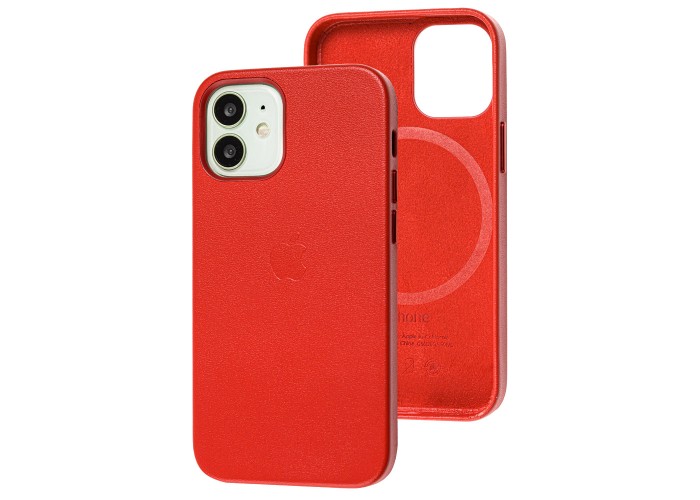 Чехол для iPhone 12 mini Leather with MagSafe red