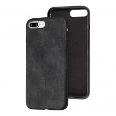 Чехол для iPhone 7 Plus / 8 Plus Leather croco full черный