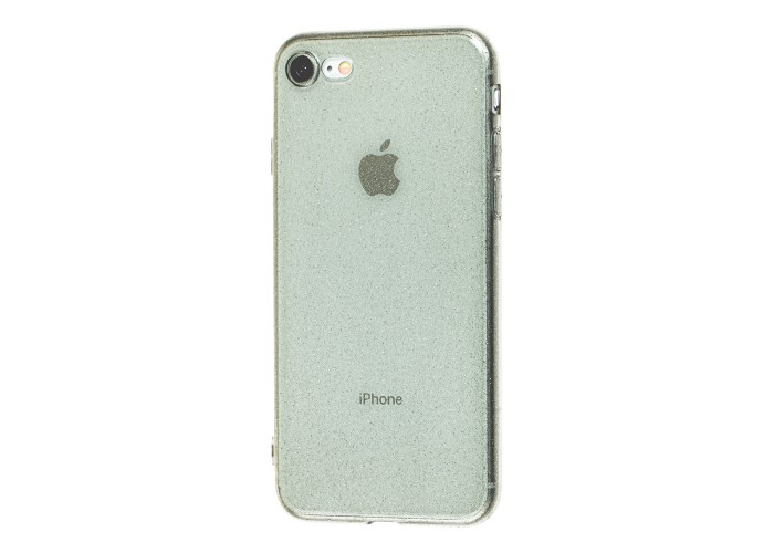 Чехол для iPhone 7 / 8 с блестками черный прозрачный