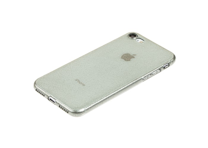 Чехол для iPhone 7 / 8 с блестками черный прозрачный