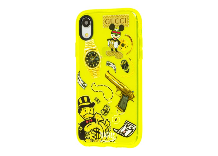 Чехол для iPhone Xr Neon print Микки Маус glamor