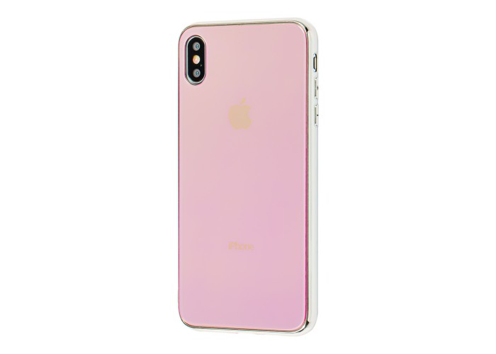 Чехол для iPhone Xs Max Rainbow glass с лого фиолетовый