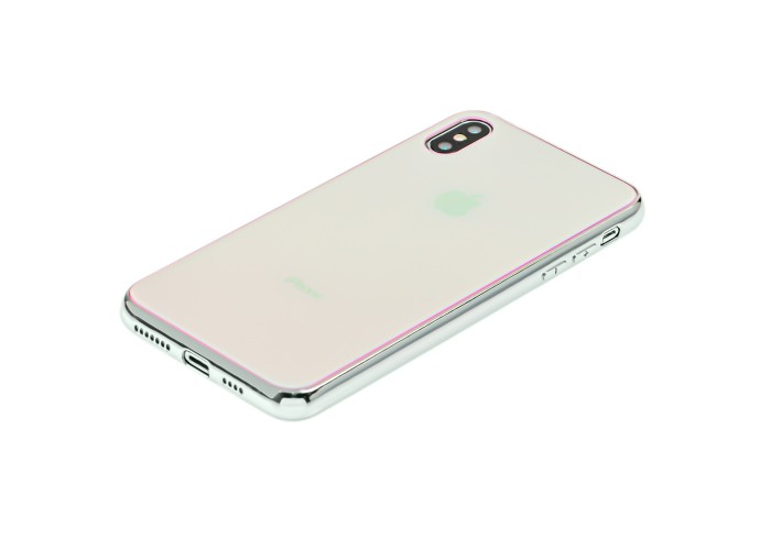 Чехол для iPhone Xs Max Rainbow glass с лого фиолетовый