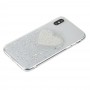 Чехол Diamond для iPhone X / Xs Hearts серебристый
