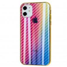 Чехол для iPhone 11 Carbon Gradient Hologram розовый