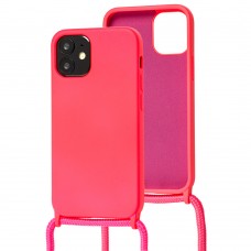 Чехол для iPhone 12 mini Wave Lanyard without logo bright pink