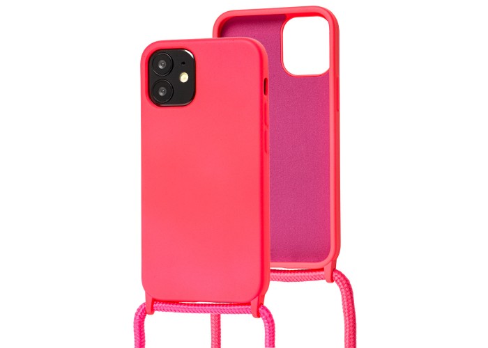 Чехол для iPhone 12 mini Wave Lanyard without logo bright pink