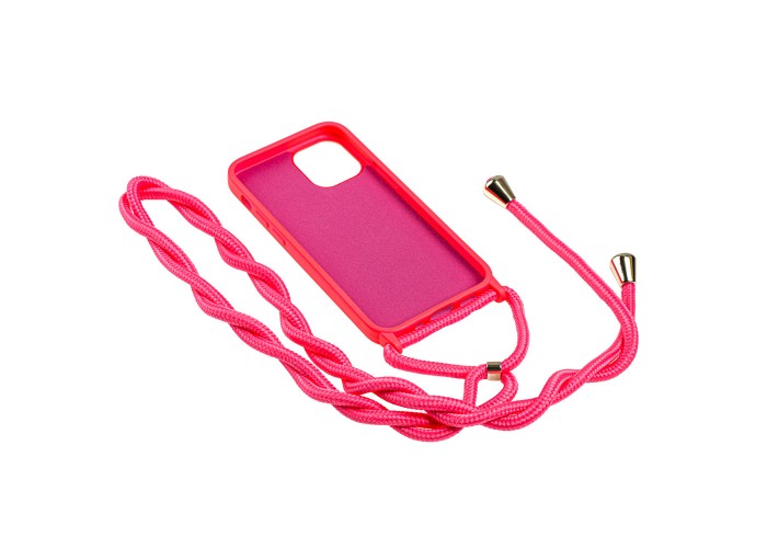 Чехол для iPhone 12 mini Wave Lanyard without logo bright pink
