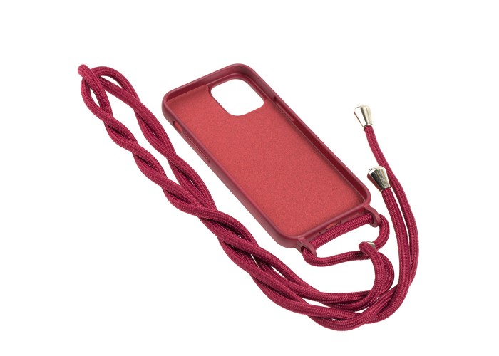 Чехол для iPhone 12 mini Wave Lanyard without logo rose red