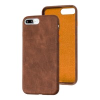 Чехол для iPhone 7 Plus / 8 Plus Leather croco full коричневый