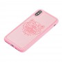 Чехол для iPhone X / Xs Kenzo leather розовый