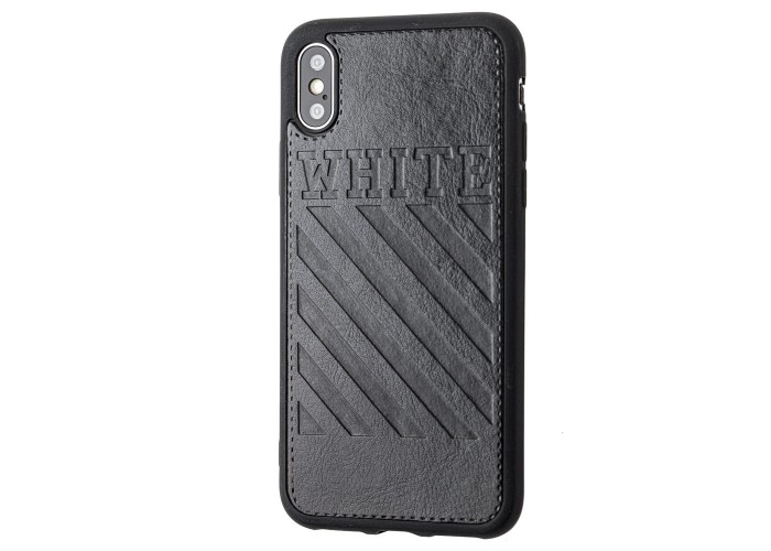 Чехол для iPhone X / Xs off-white leather черный