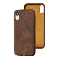 Чехол для iPhone Xr Leather croco full коричневый