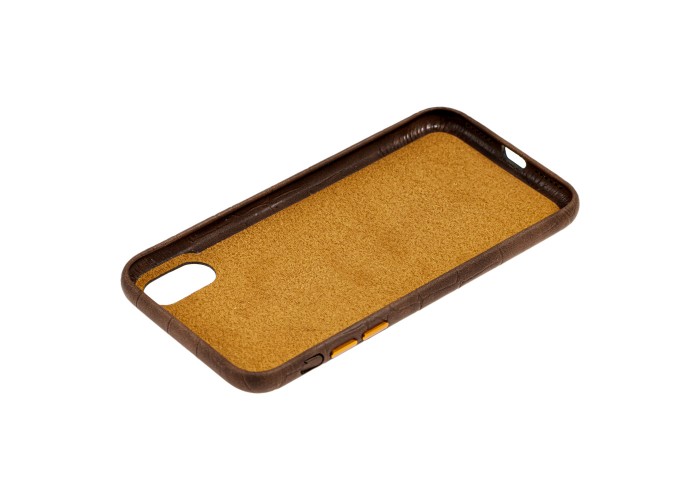 Чехол для iPhone Xr Leather croco full коричневый