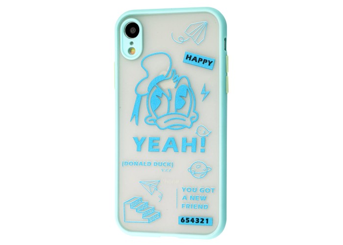 Чехол для iPhone Xr Picture shadow matte Donald Duck бирюзовый
