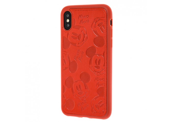 Чехол для iPhone Xs Max Mickey Mouse leather красный