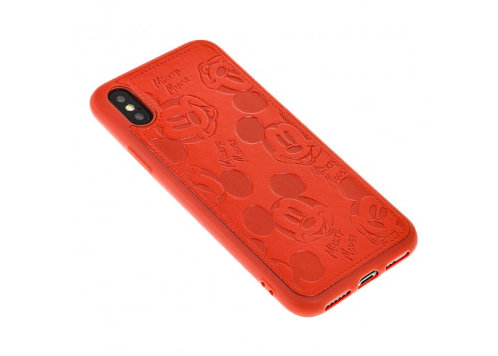 Чехол для iPhone Xs Max Mickey Mouse leather красный