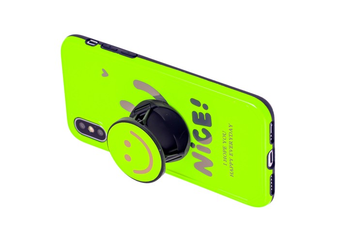Чехол для iPhone Xs Max Nice smile popsocket салатовый
