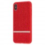 Чехол для iPhone Xs Max Swarovski (полоса) красный