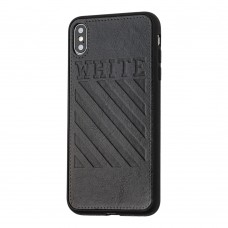 Чехол для iPhone Xs Max off-white leather черный
