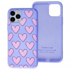 Чехол для iPhone 11 Pro Liquid "сердечки" голубой